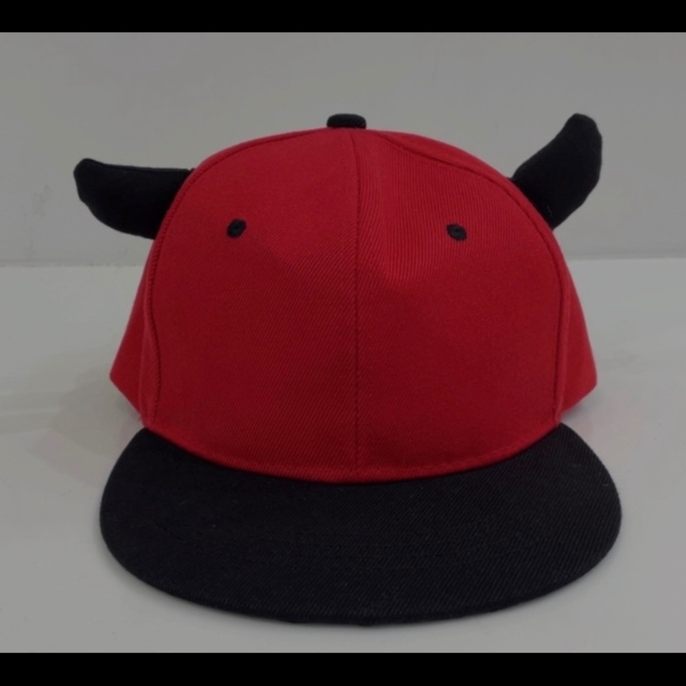 New red black horn hat